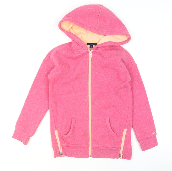 Tommy Hilfiger Girls Pink Full Zip Hoodie Size 8-10 Years Cotton Blend