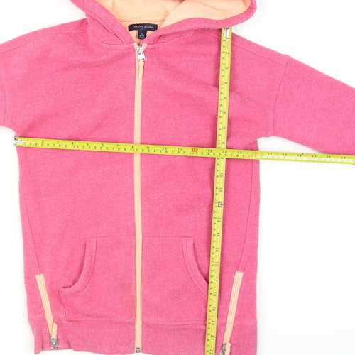 Tommy Hilfiger Girls Pink Full Zip Hoodie Size 8-10 Years Cotton Blend