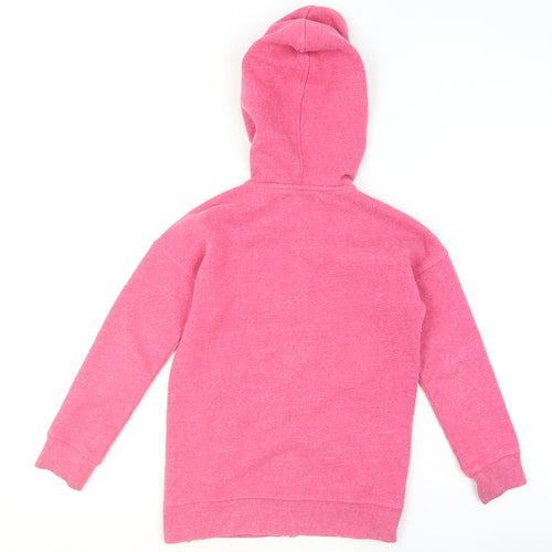 Tommy Hilfiger Girls Pink Full Zip Hoodie Size 8-10 Years Cotton Blend