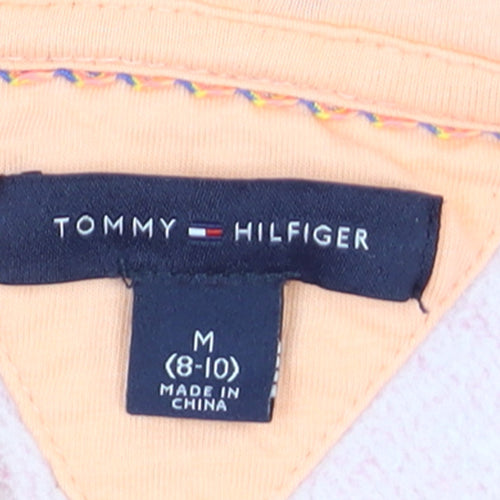Tommy Hilfiger Girls Pink Full Zip Hoodie Size 8-10 Years Cotton Blend