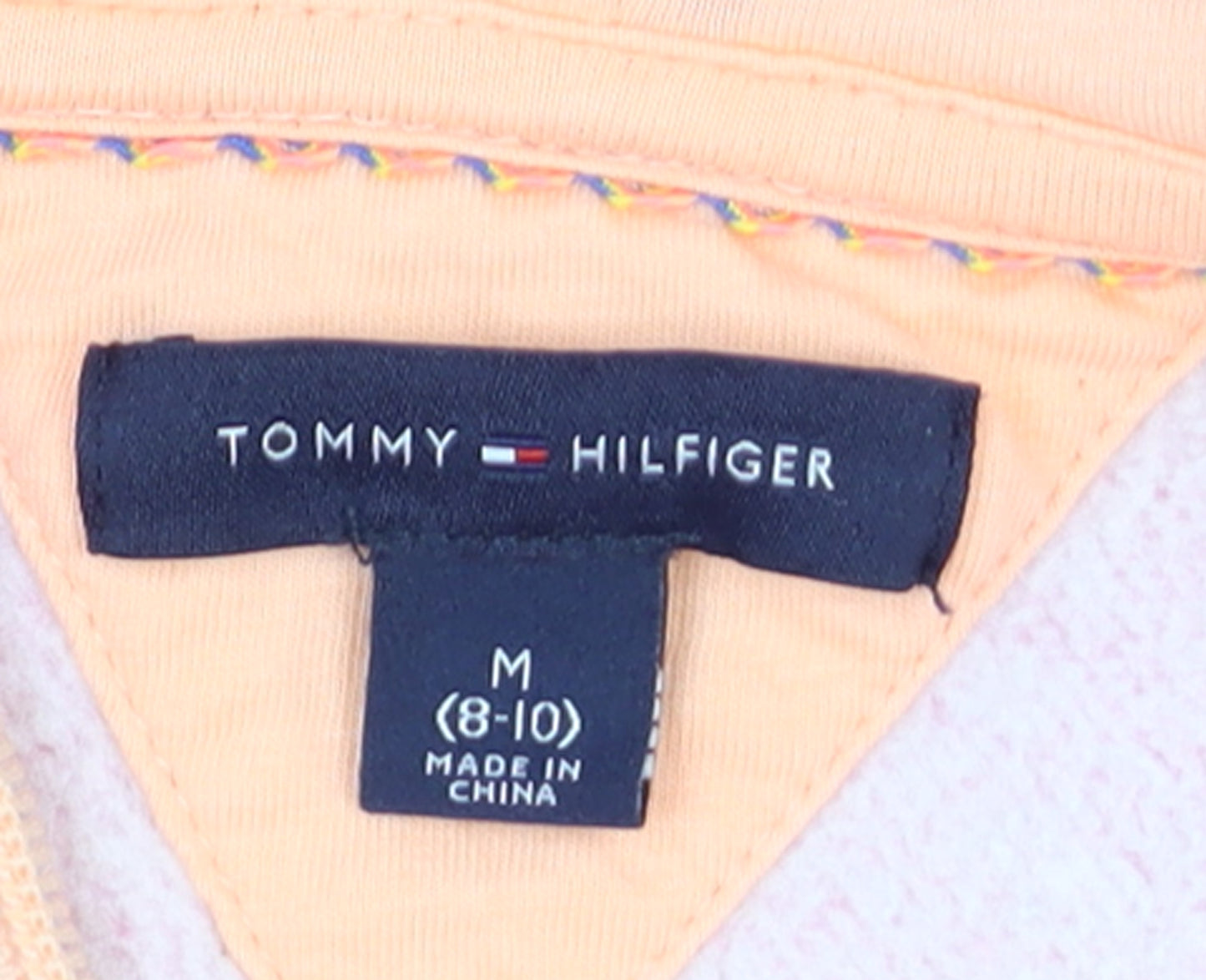 Tommy Hilfiger Girls Pink Full Zip Hoodie Size 8-10 Years Cotton Blend