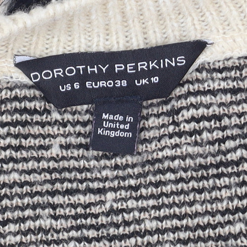 Dorothy Perkins Women Beige Leopard Print V-Neck Jumper Size 10
