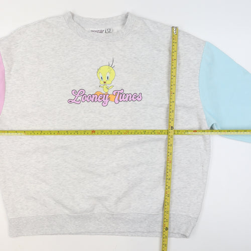 Looney Tunes Women's Grey Colourblock Tweety Sweatshirt Size L 14/16