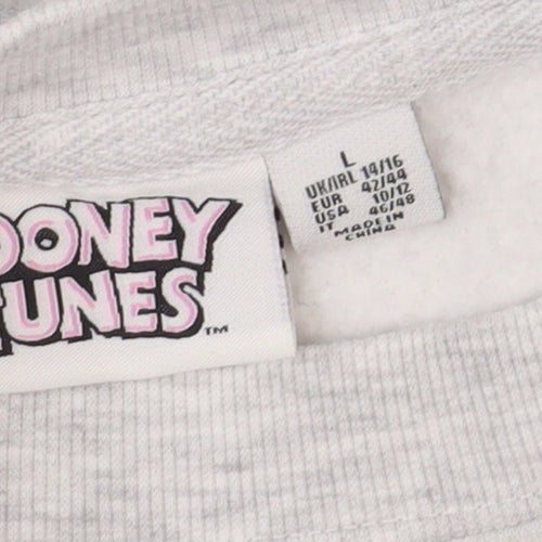 Looney Tunes Women's Grey Colourblock Tweety Sweatshirt Size L 14/16