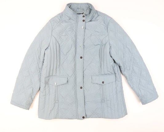 Isle Collection Women Blue Quilted Mid-Length Jacket Size 18