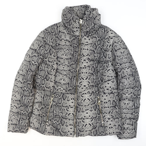 Star by Julien Macdonald Women's Grey Animal Print Puffer Jacket Size 18