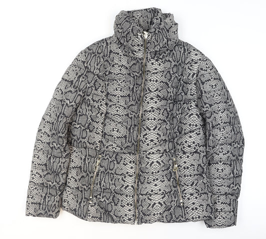 Star by Julien Macdonald Women's Grey Animal Print Puffer Jacket Size 18