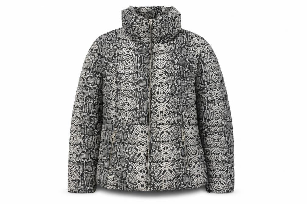 Star by Julien Macdonald Women's Grey Animal Print Puffer Jacket Size 18