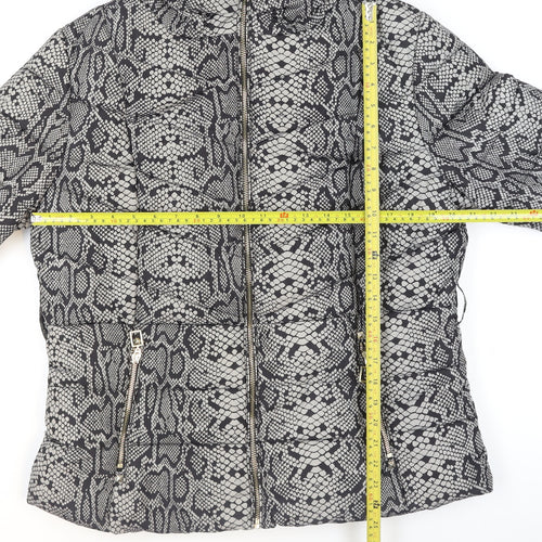 Star by Julien Macdonald Women's Grey Animal Print Puffer Jacket Size 18