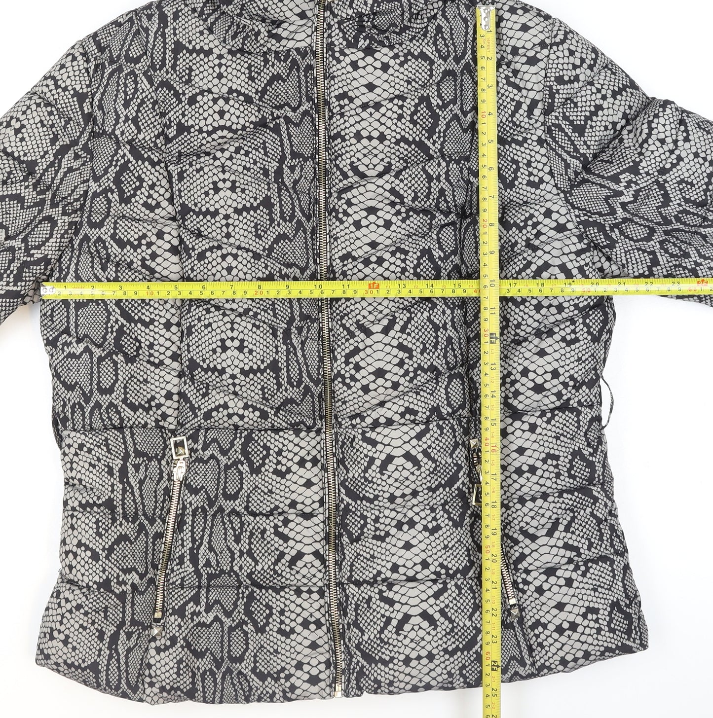 Star by Julien Macdonald Women's Grey Animal Print Puffer Jacket Size 18