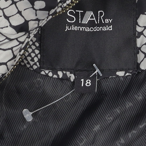 Star by Julien Macdonald Women's Grey Animal Print Puffer Jacket Size 18