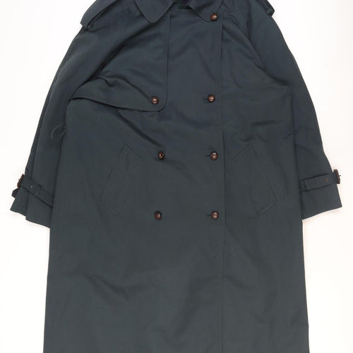 BHS Women's Black Trench Coat Size 16 Double-Breasted Long Lined