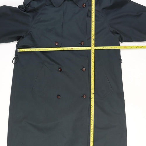 BHS Women's Black Trench Coat Size 16 Double-Breasted Long Lined