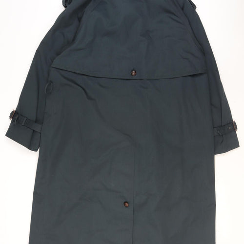 BHS Women's Black Trench Coat Size 16 Double-Breasted Long Lined