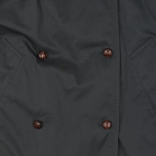 BHS Women's Black Trench Coat Size 16 Double-Breasted Long Lined
