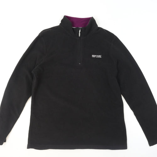Regatta Great Outdoors Black Fleece 1/2 Zip Pullover UK 14 Womens Sweatshirt
