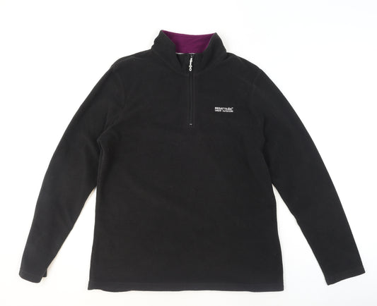 Regatta Great Outdoors Black Fleece 1/2 Zip Pullover UK 14 Womens Sweatshirt