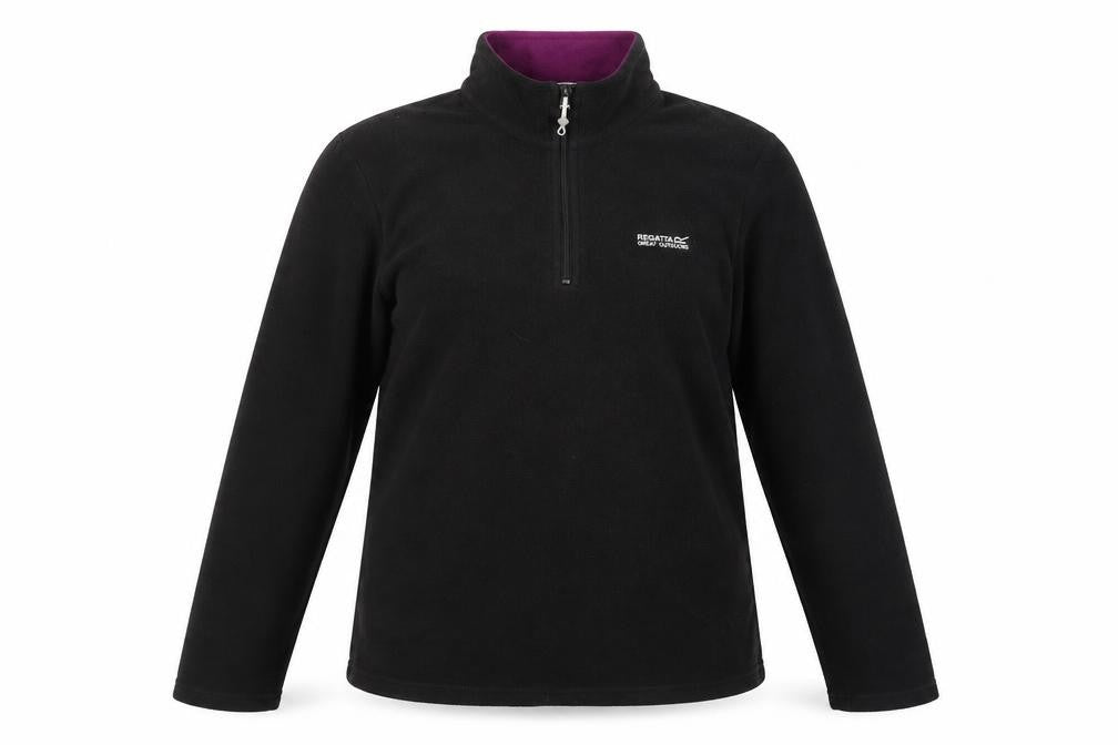 Front view of Regatta Great Outdoors Black Fleece 1/2 Zip Pullover UK 14 women’s sweatshirt