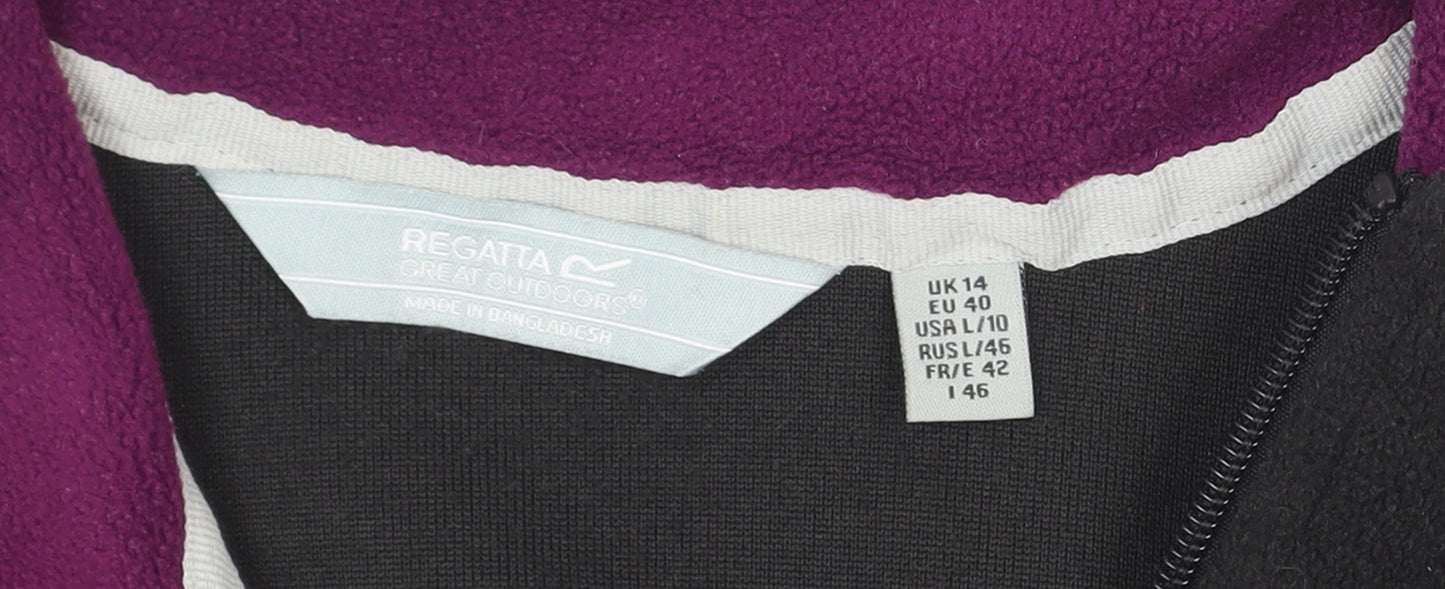 Regatta Great Outdoors Black Fleece 1/2 Zip Pullover UK 14 Womens Sweatshirt