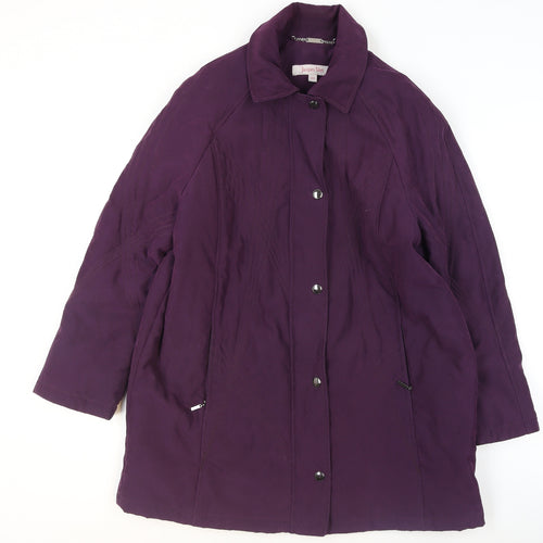 Jacques Vert Women Purple L Mid-Length Overcoat Polyester Blend