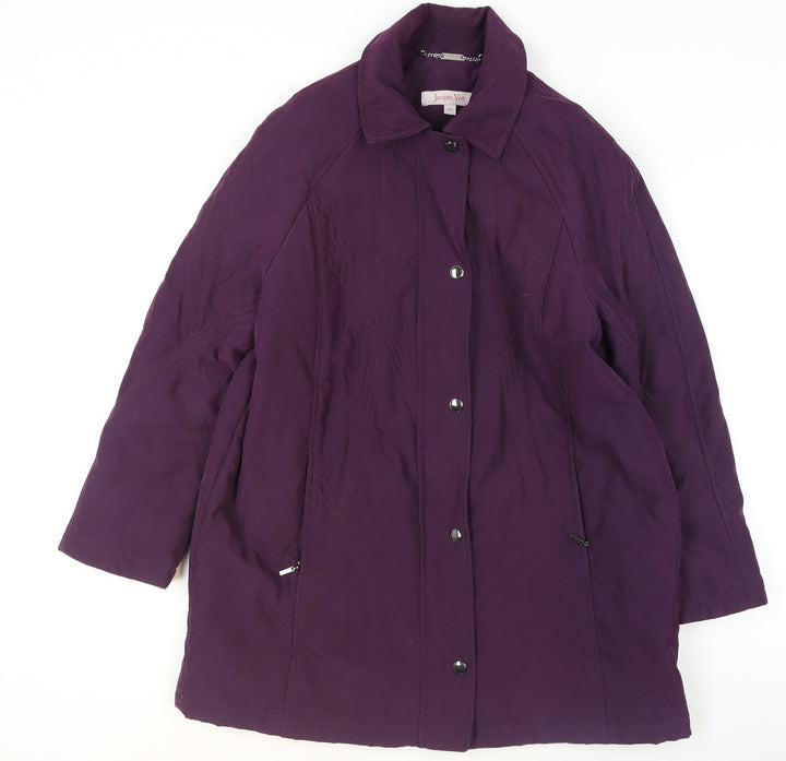 Jacques Vert Women Purple L Mid-Length Overcoat Polyester Blend