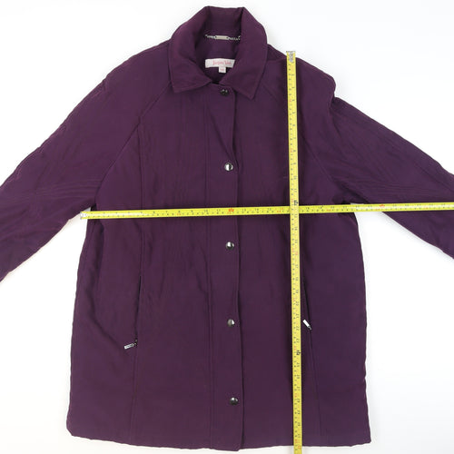 Jacques Vert Women Purple L Mid-Length Overcoat Polyester Blend