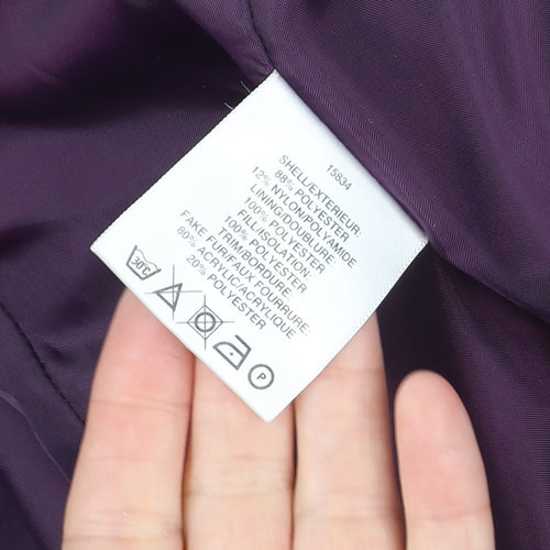 Jacques Vert Women Purple L Mid-Length Overcoat Polyester Blend