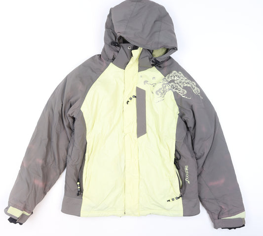 Billabong Women's Green Grey Ski Jacket Waterproof Hooded Size S