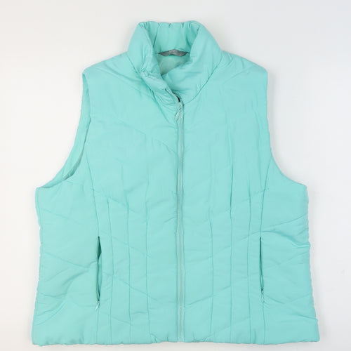 M&Co Women Blue Quilted Puffer Waistcoat Size 20