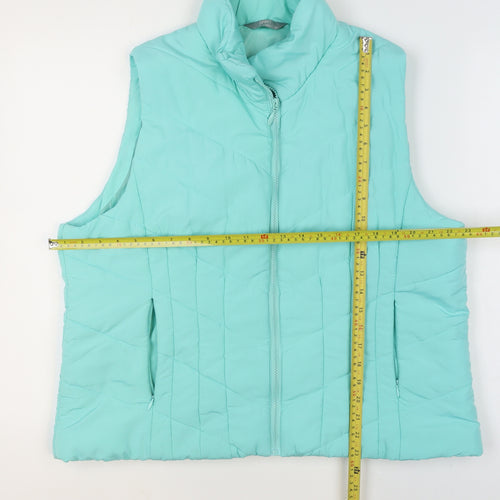 M&Co Women Blue Quilted Puffer Waistcoat Size 20
