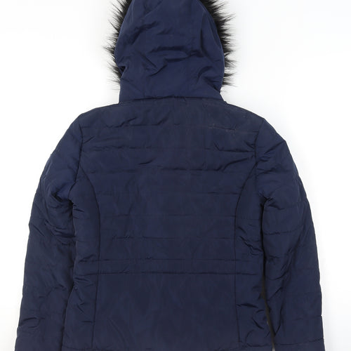 Regatta Women Blue Faux Fur Hooded Puffer Jacket Size 10
