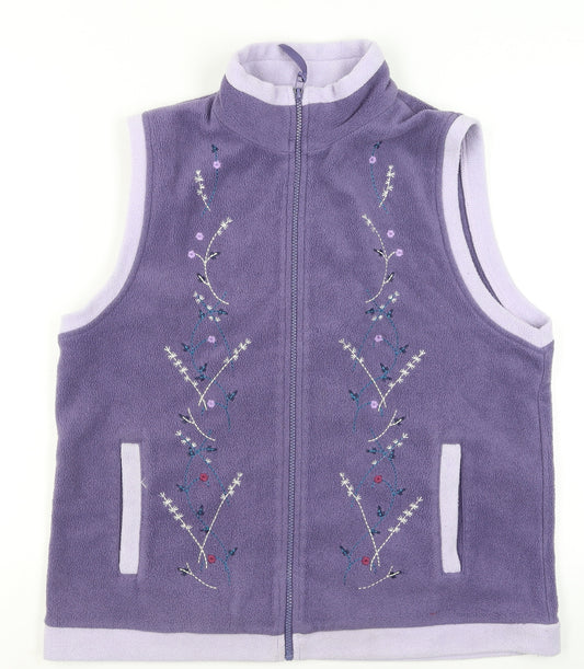 Neutral Territory Women's Purple Fleece Embroidered Waistcoat S
