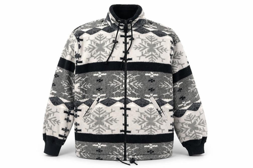 Marks and Spencer Women Grey Full Zip Fleece Hoodie Size 12 Snowflake Pattern
