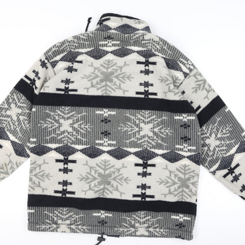 Marks and Spencer Women Grey Full Zip Fleece Hoodie Size 12 Snowflake Pattern