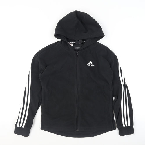 Adidas Boys Black Fleece Hooded Full Zip Activewear Jacket 11-12 Years