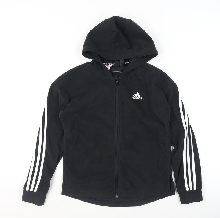Adidas Boys Black Fleece Hooded Full Zip Activewear Jacket 11-12 Years