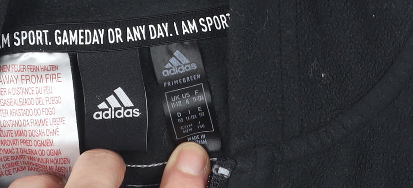 Adidas Boys Black Fleece Hooded Full Zip Activewear Jacket 11-12 Years