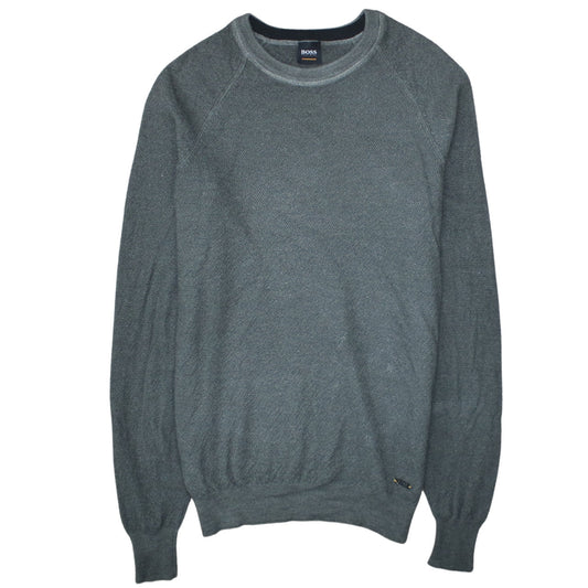 Hugo Boss Men's Grey 2XL Crew Neck Wool Cotton Pullover Jumper