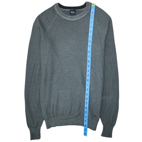 Hugo Boss Men's Grey 2XL Crew Neck Wool Cotton Pullover Jumper