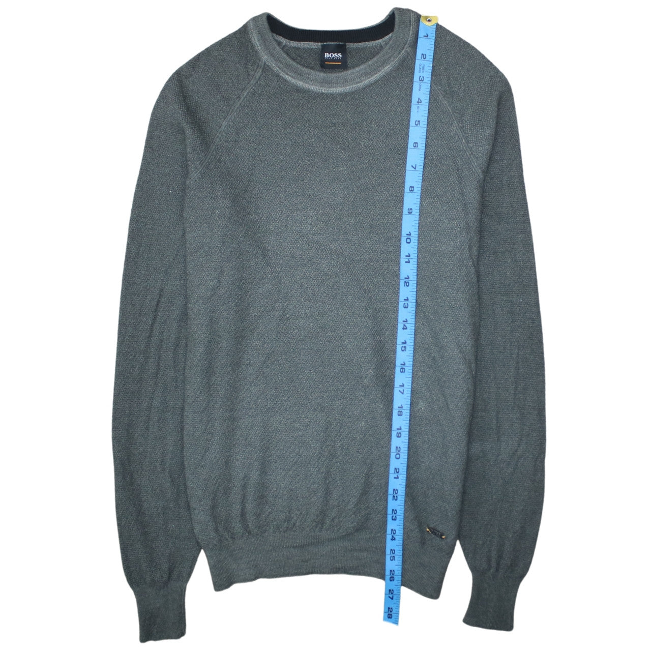 Hugo Boss Men's Grey 2XL Crew Neck Wool Cotton Pullover Jumper