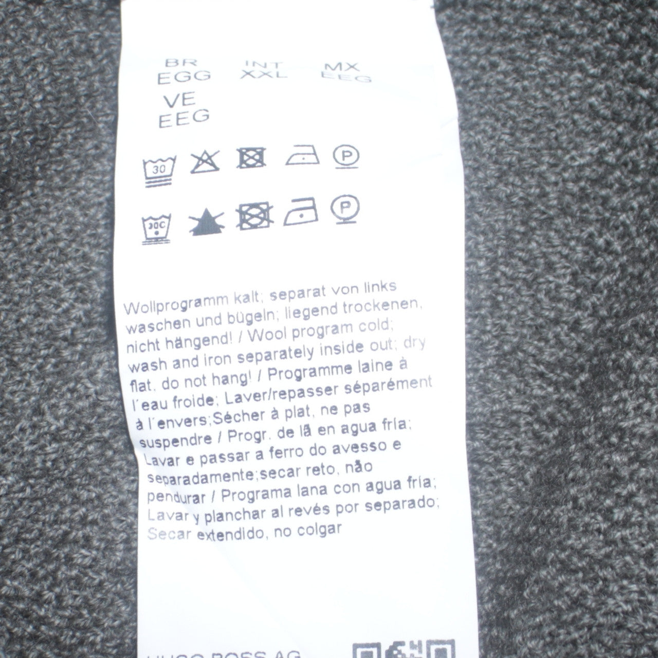 Hugo Boss Men's Grey 2XL Crew Neck Wool Cotton Pullover Jumper