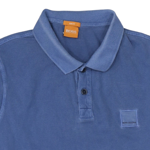 Hugo Boss Men's Blue Slim Fit Short Sleeve Cotton Polo Shirt Size L