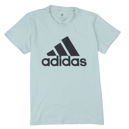 Adidas Men's Light Blue Logo Crew Neck Short Sleeve T-Shirt M