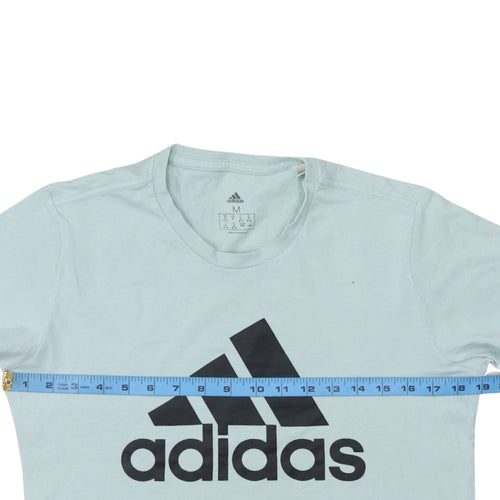 Adidas Men's Light Blue Logo Crew Neck Short Sleeve T-Shirt M