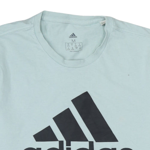 Adidas Men's Light Blue Logo Crew Neck Short Sleeve T-Shirt M