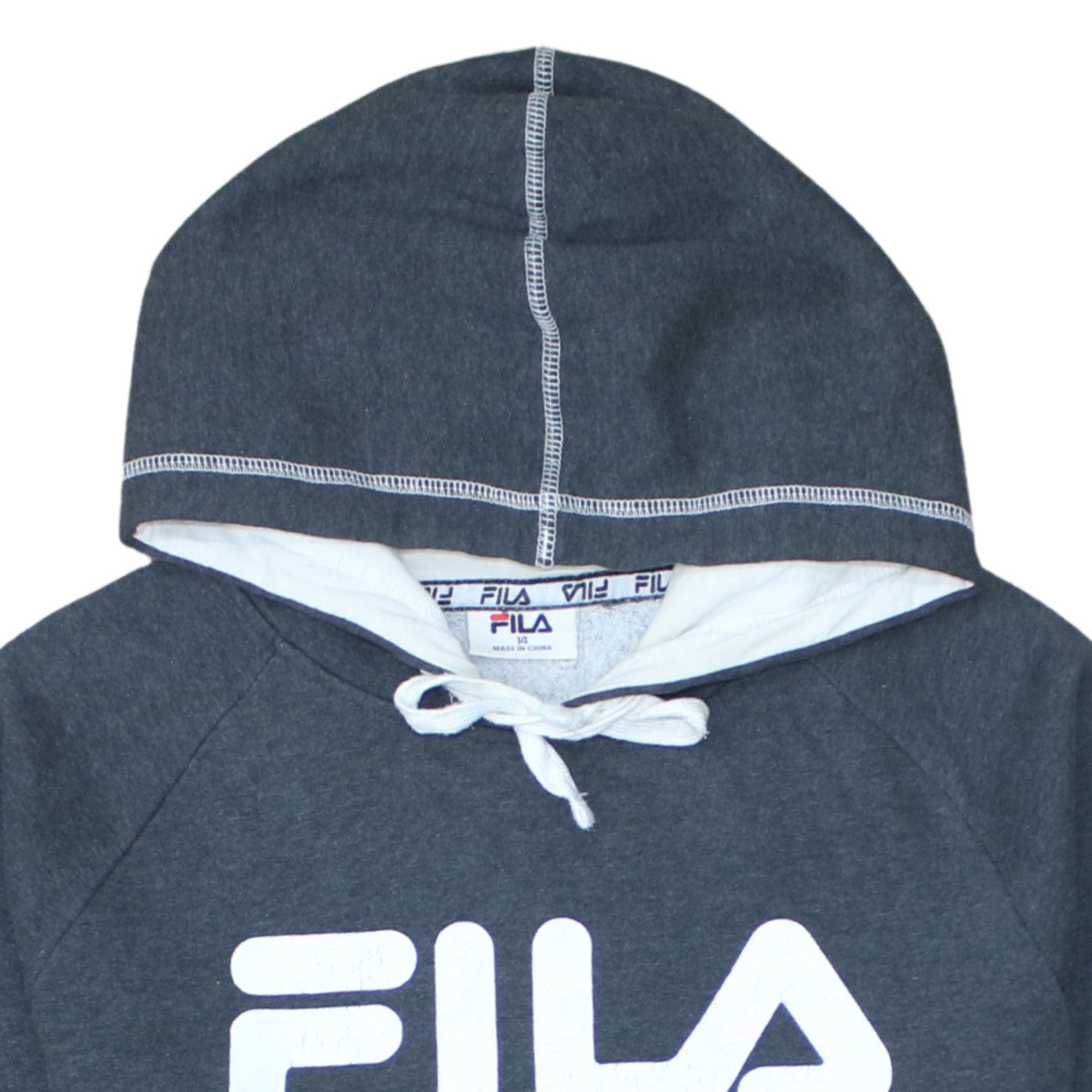 Fila Womens Grey Long Sleeve Pullover Hoodie Size 14 Cotton Blend
