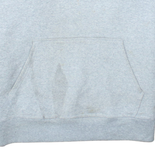 Champion Men Grey Logo Pullover Hoodie L Fleece Sweatshirt