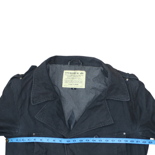 Alpha Industries Men's Black Cotton XL Military Pea Coat