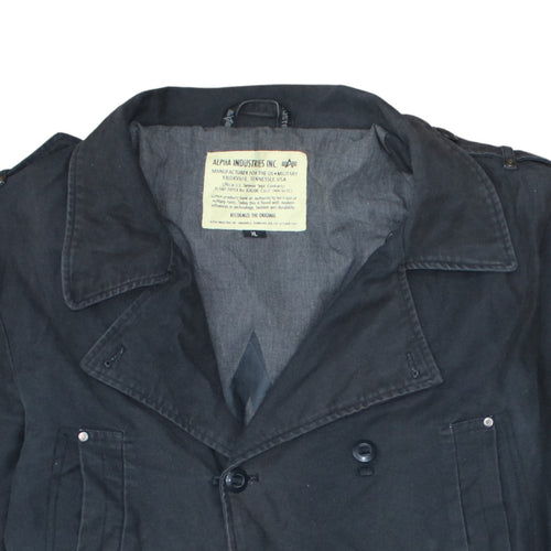 Alpha Industries Men's Black Cotton XL Military Pea Coat
