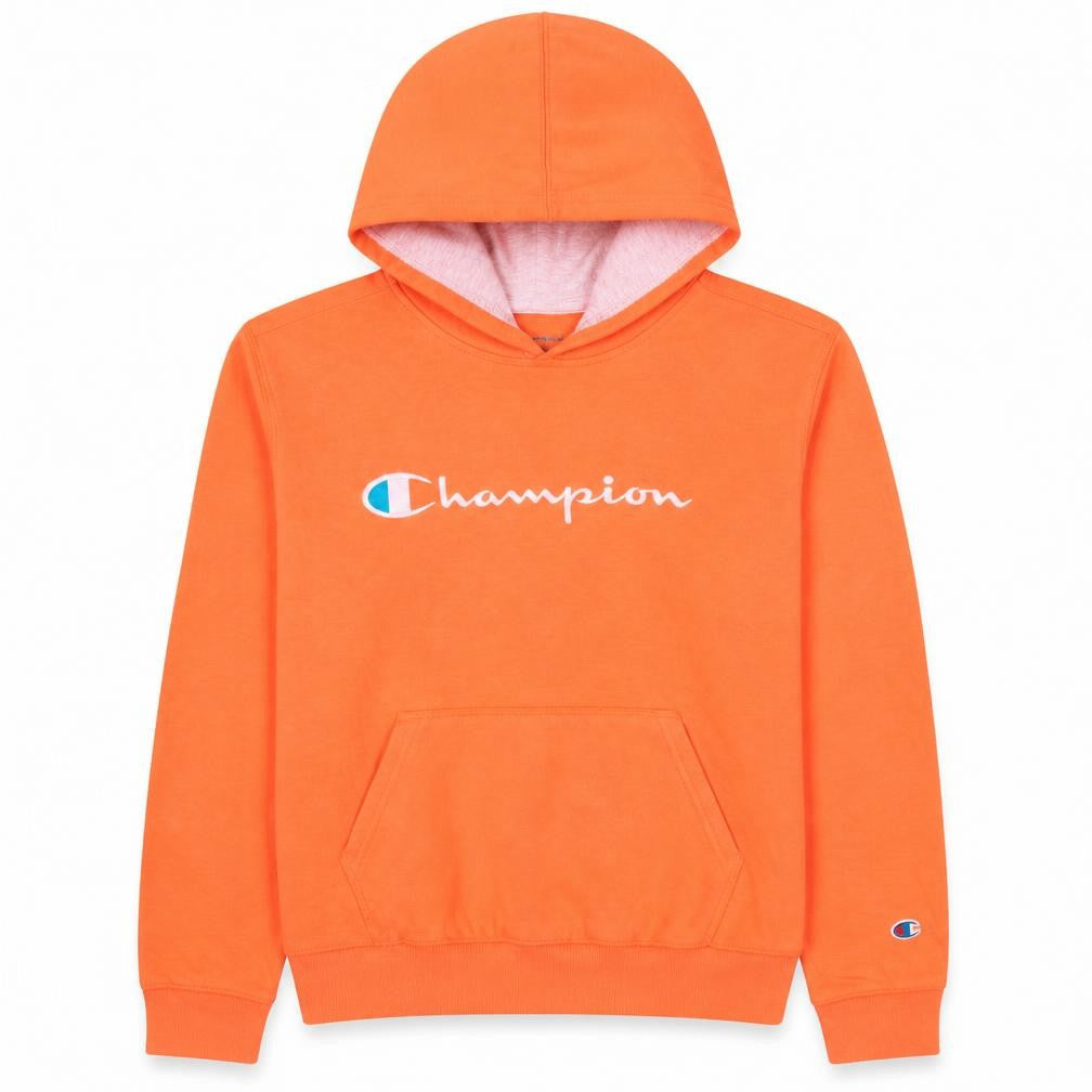 Champion Boys Orange XL Pullover Hoodie Fleece Sweatshirt Logo Print